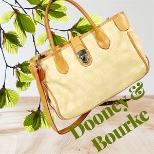 Dooney & Bourke Gold Leather Monogram Satchel w double straps & Shoulder Strap
